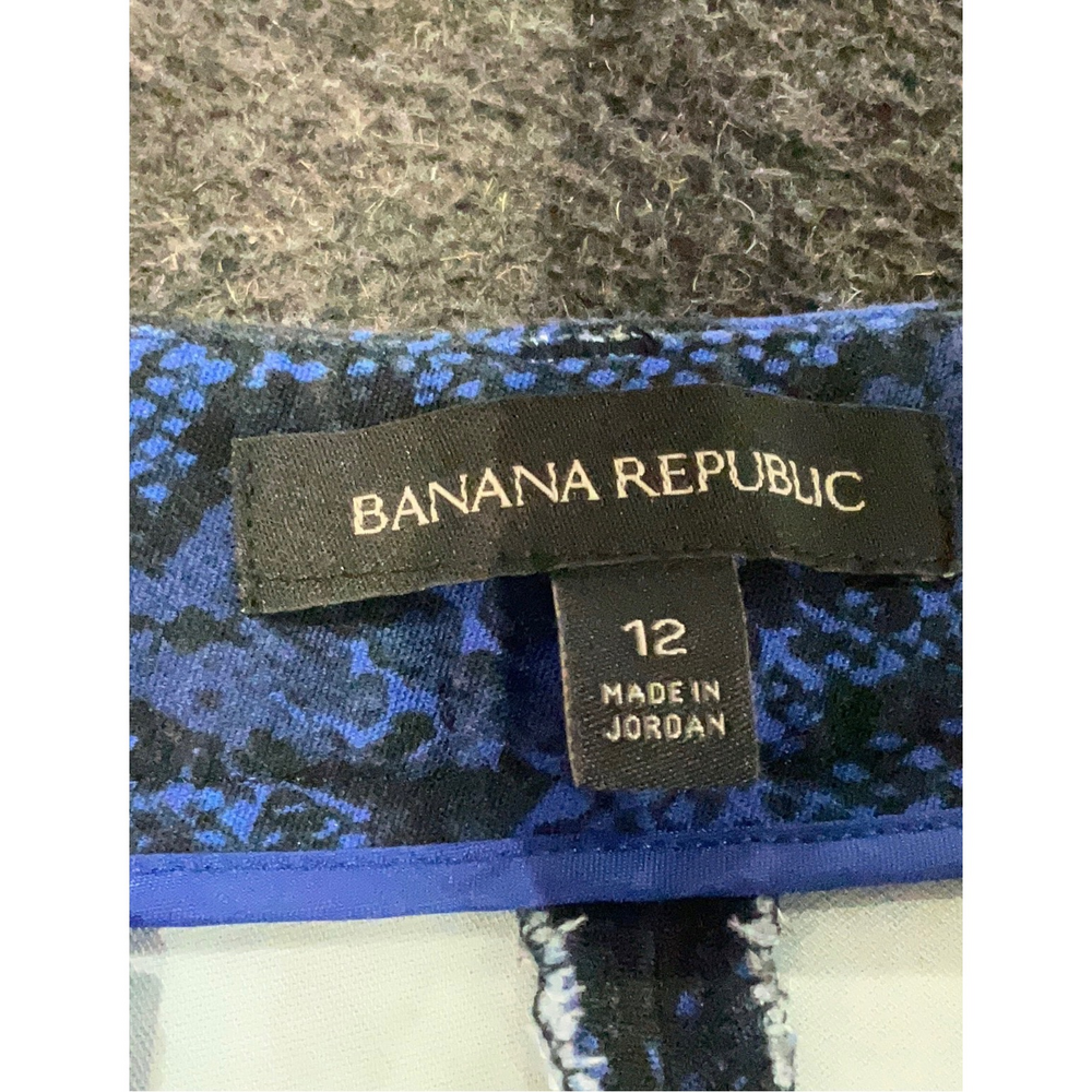 Banana Republic Royal Blue Black Snakeskin Python Print Pants Size 12 - Picture 6 of 7